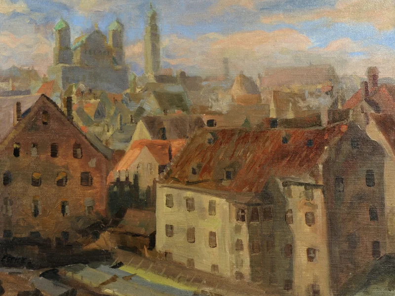 1896-Emil Esche - Veduta di città